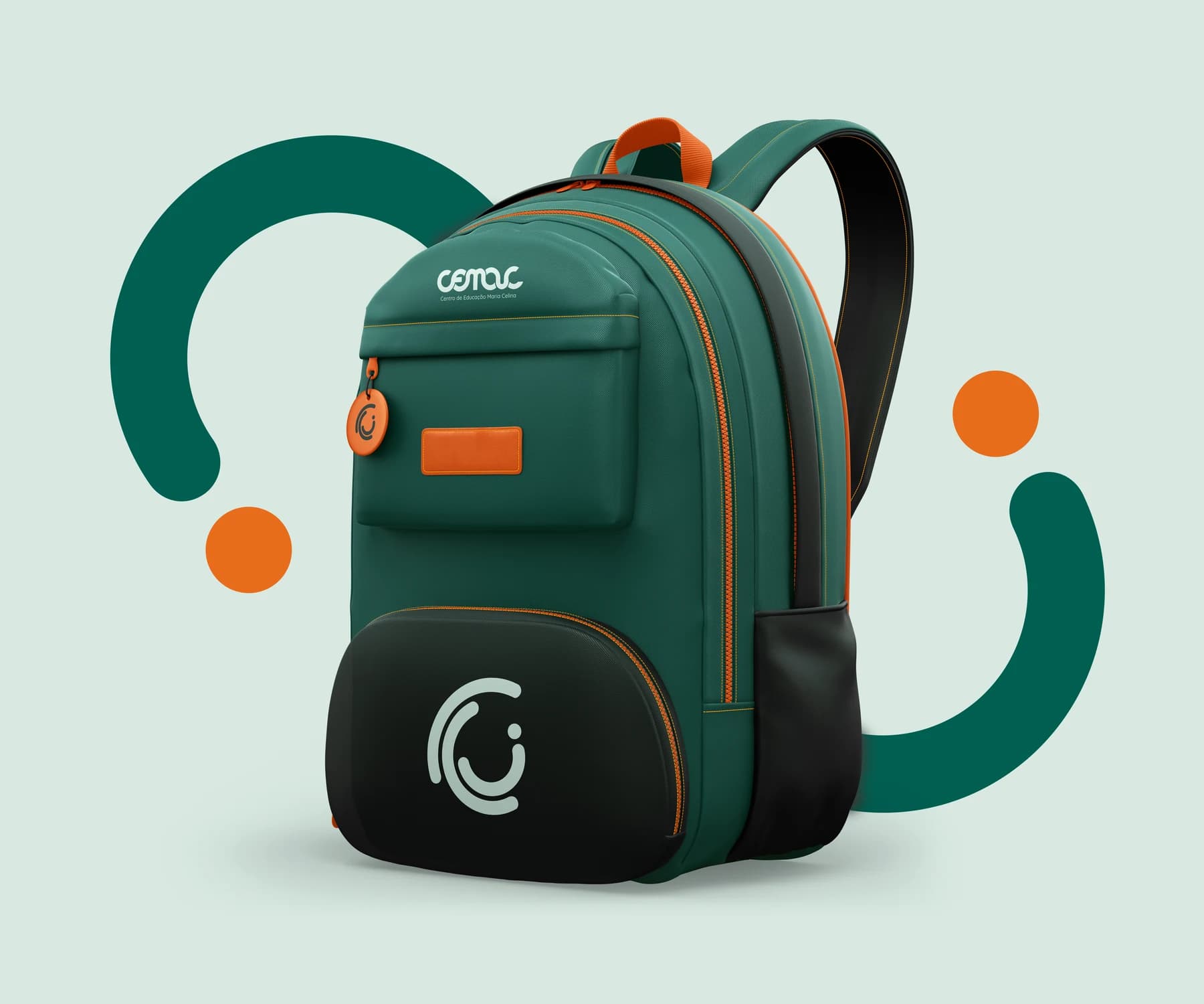 Mochila com a identidade visual da CEMAC